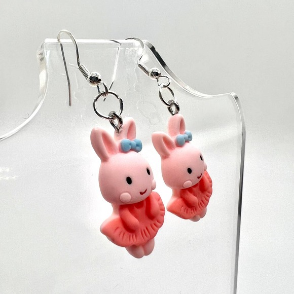 Ballerina Earrings - Bunny Earrings - Rabbit Earrings - Ballet Dancer Earrings - Picture 2 of 10